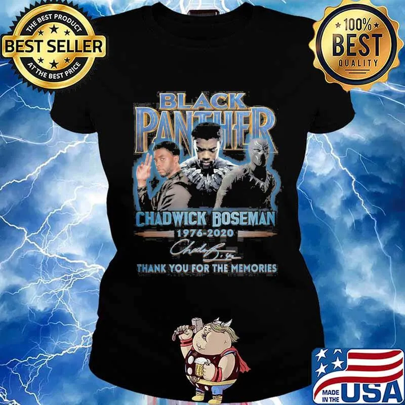 Black panther rip chadwick Boseman 1977 2020 thank you for the memories signature s Ladies tee