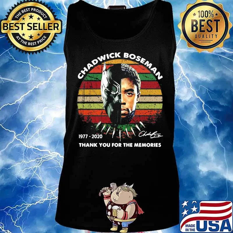 Black panther rip chadwick Boseman 1977 2020 thank you for the memories signature vintage retro s Tank top