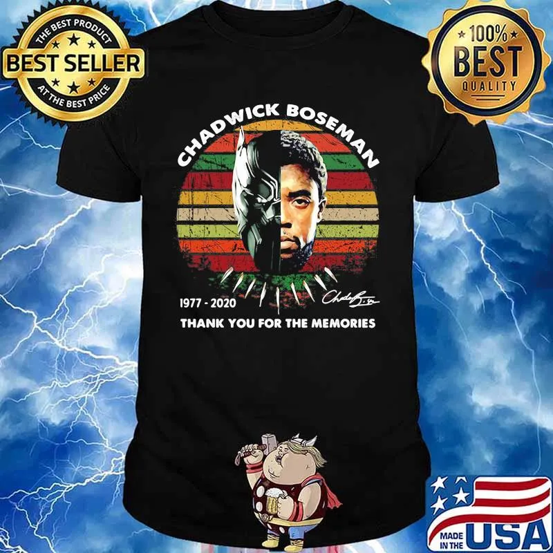 Black panther rip chadwick Boseman 1977 2020 thank you for the memories signature vintage retro shirt