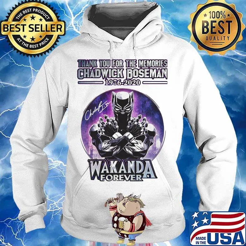 Black panther thank you for the memories chadwick 1976 2020 wakanda forever signature s Hoodie