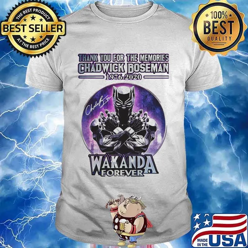 Black panther thank you for the memories chadwick 1976 2020 wakanda forever signature shirt