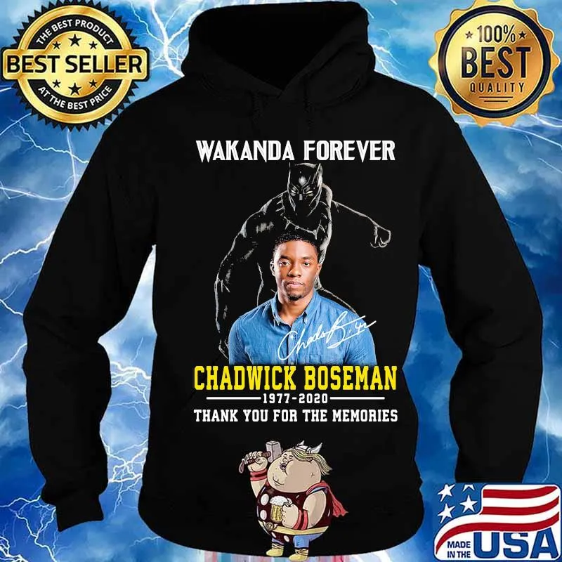 Black panther wakanda forever rip chadwick Boseman 1977 2020 thank you for the memories signature s Hoodie