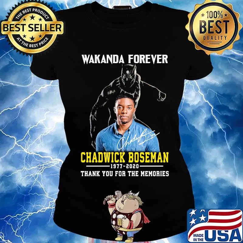 Black panther wakanda forever rip chadwick Boseman 1977 2020 thank you for the memories signature s Ladies tee