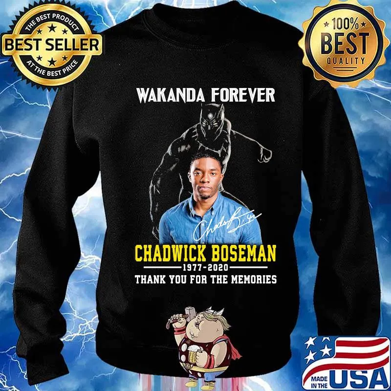 Black panther wakanda forever rip chadwick Boseman 1977 2020 thank you for the memories signature s Sweater
