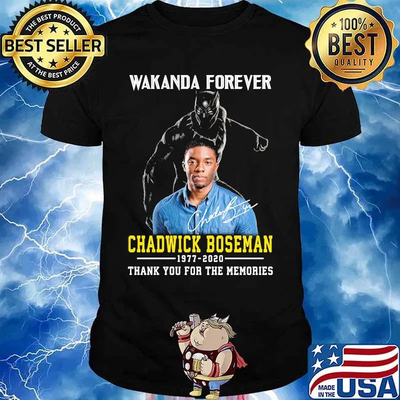 Black panther wakanda forever rip chadwick Boseman 1977 2020 thank you for the memories signature shirt
