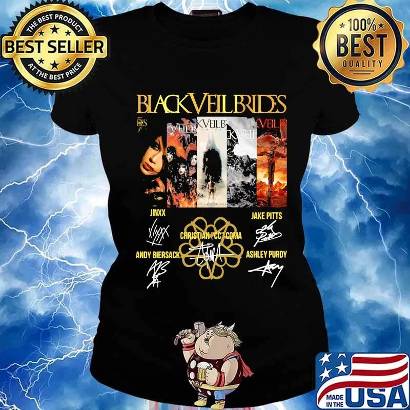Black veil brides band members signatures s Ladies tee