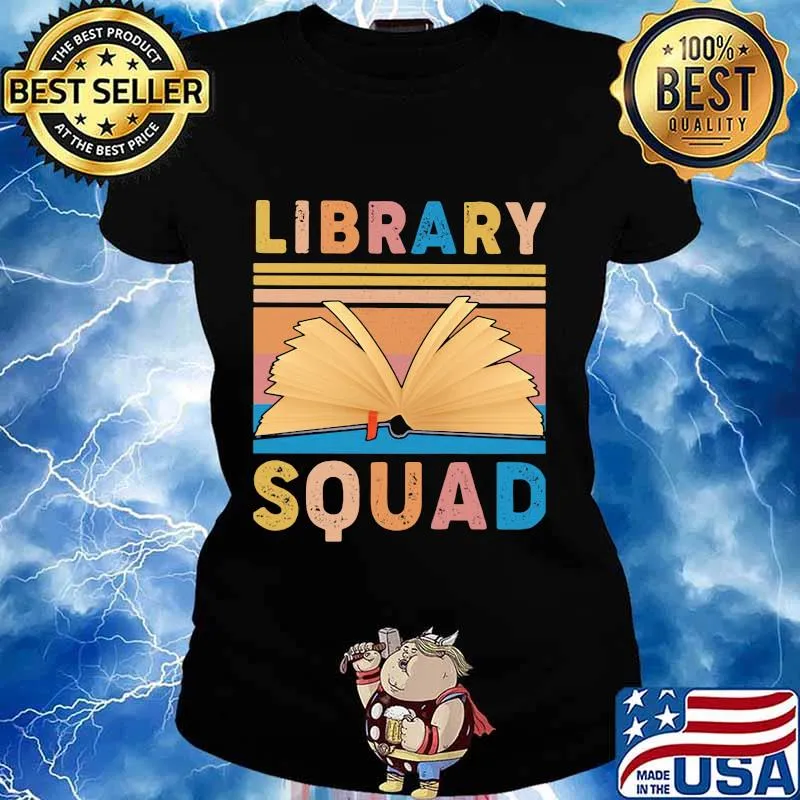 Book library squad vintage retro s Ladies tee