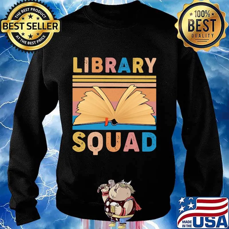 Book library squad vintage retro s Sweater