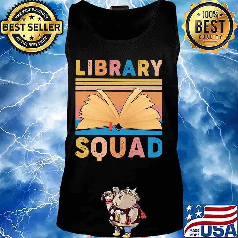 Book library squad vintage retro s Tank top