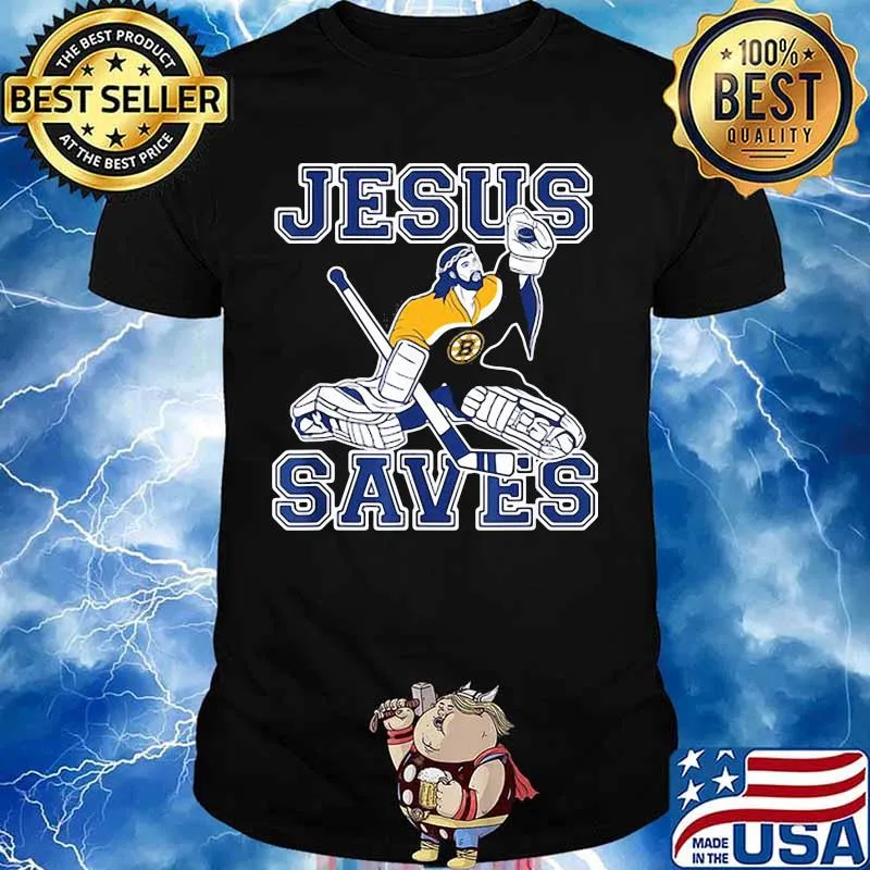 Boston bruins hockey jesus saves shirt