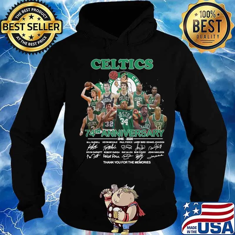 Boston celtics 74th anniversary 1946 2020 thank you for the memories signatures s Hoodie