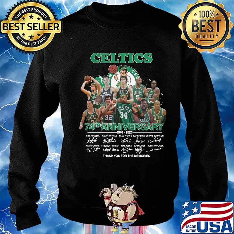 Boston celtics 74th anniversary 1946 2020 thank you for the memories signatures s Sweater