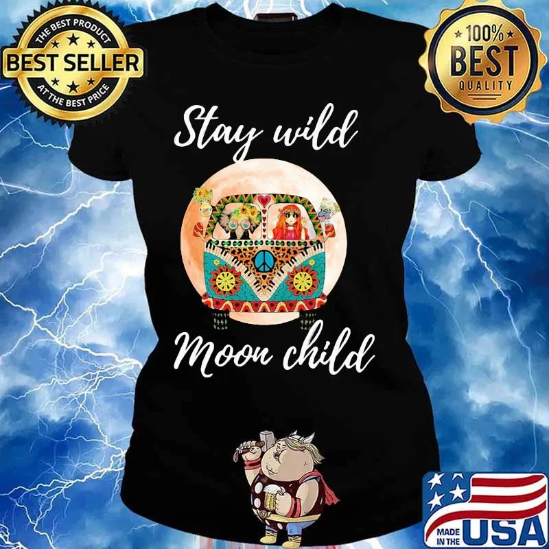 Car hippie Stay wild moon child s Ladies tee