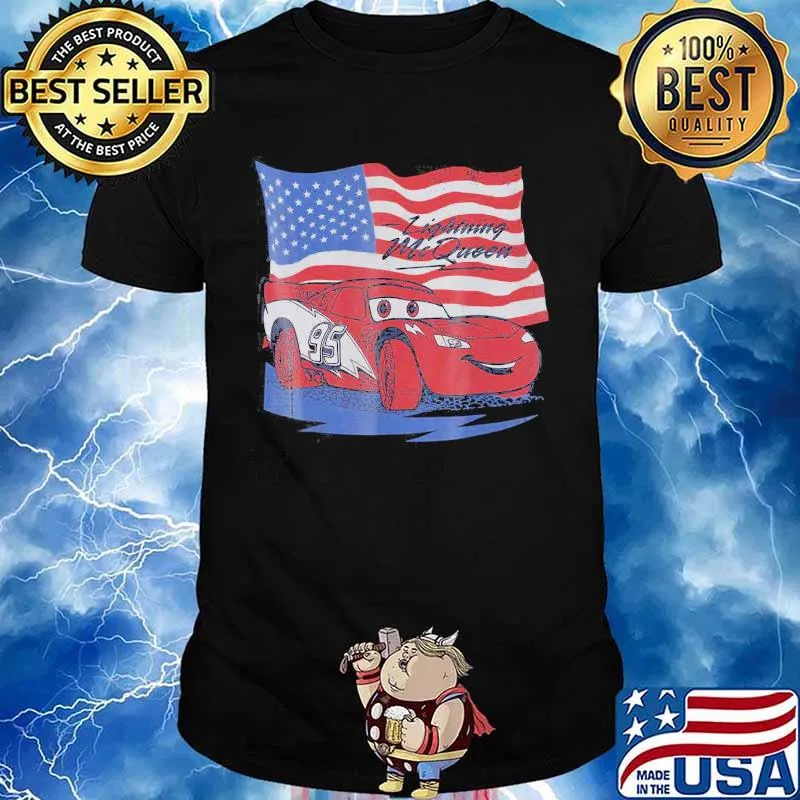 Car Lightning McQueen American Flag shirt