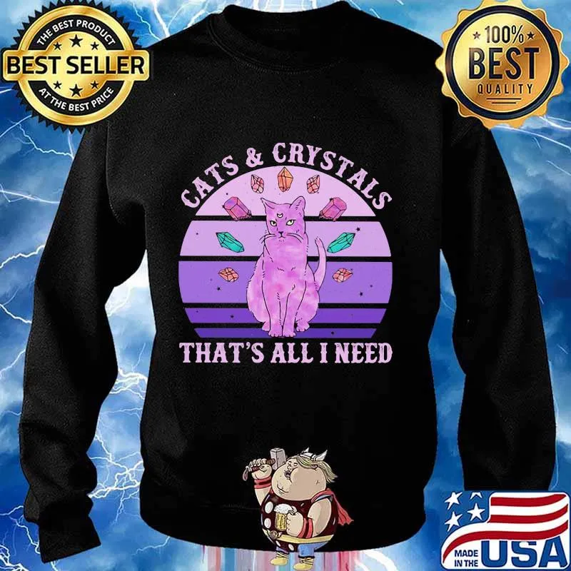 Cats and crystals that's all i need vintage retro s Sweater