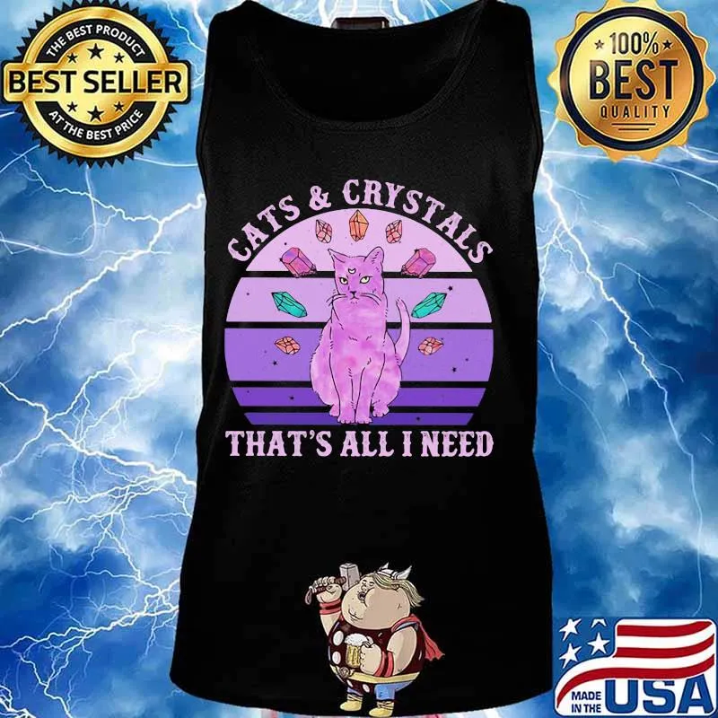 Cats and crystals that's all i need vintage retro s Tank top