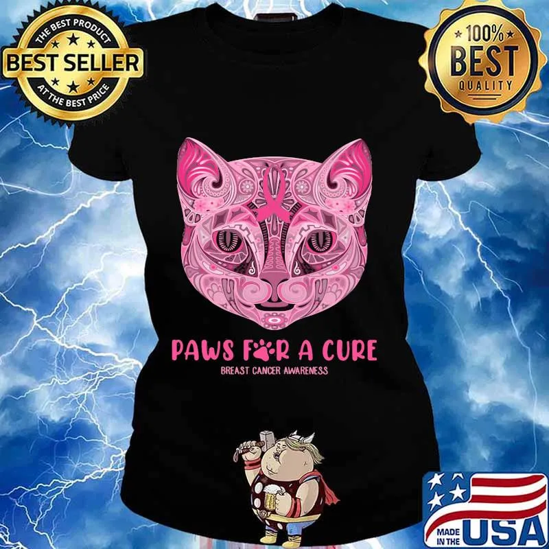 Cats Paws For A Cure Breast Cancer Awareness s Ladies tee