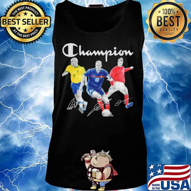 Champions zidane ronaldo beckham signatures s Tank top
