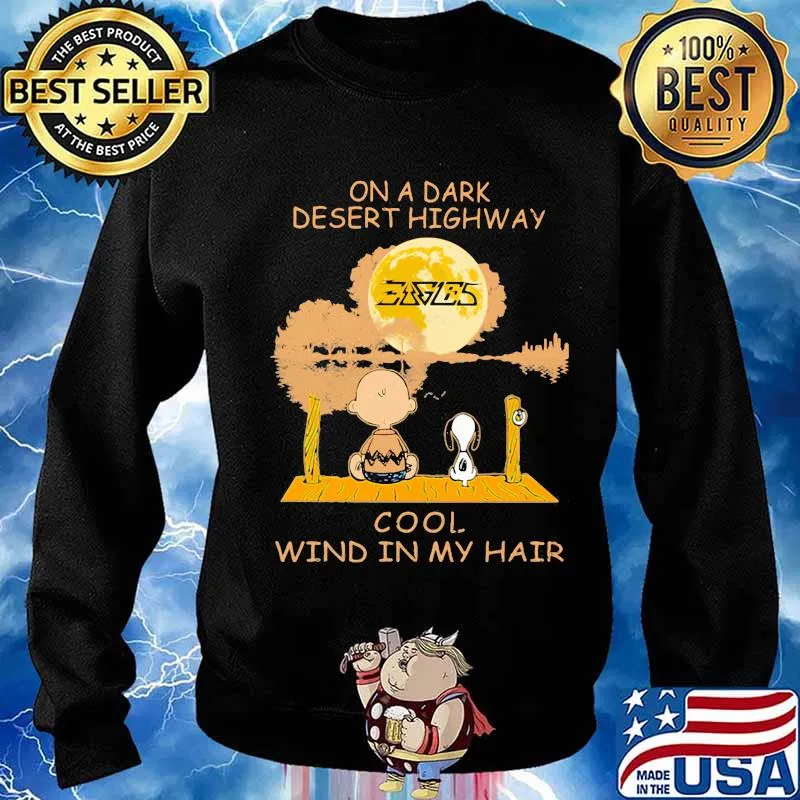 Charlie brown and snoopy eagles on a dark desert highway cool wind in my hair s Sweater
