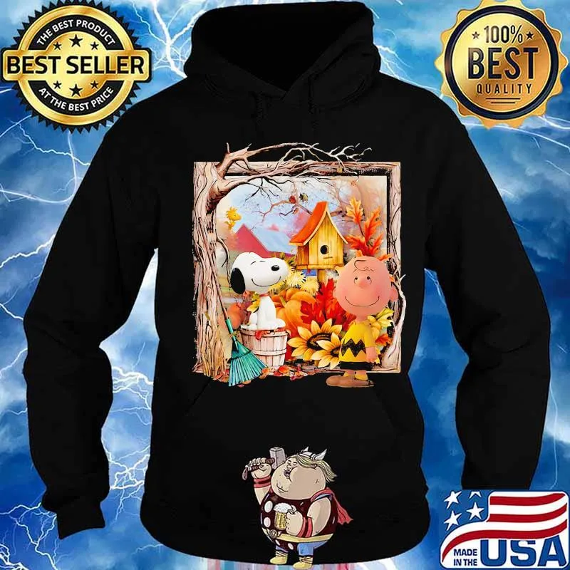 Charlie brown and snoopy fall maple leaves sunflowers s Hoodie