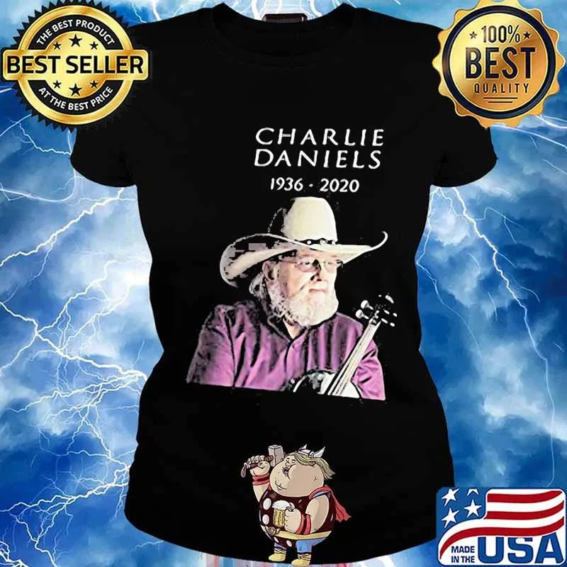Charlie daniels playing guitar 1936 2020 s Ladies tee