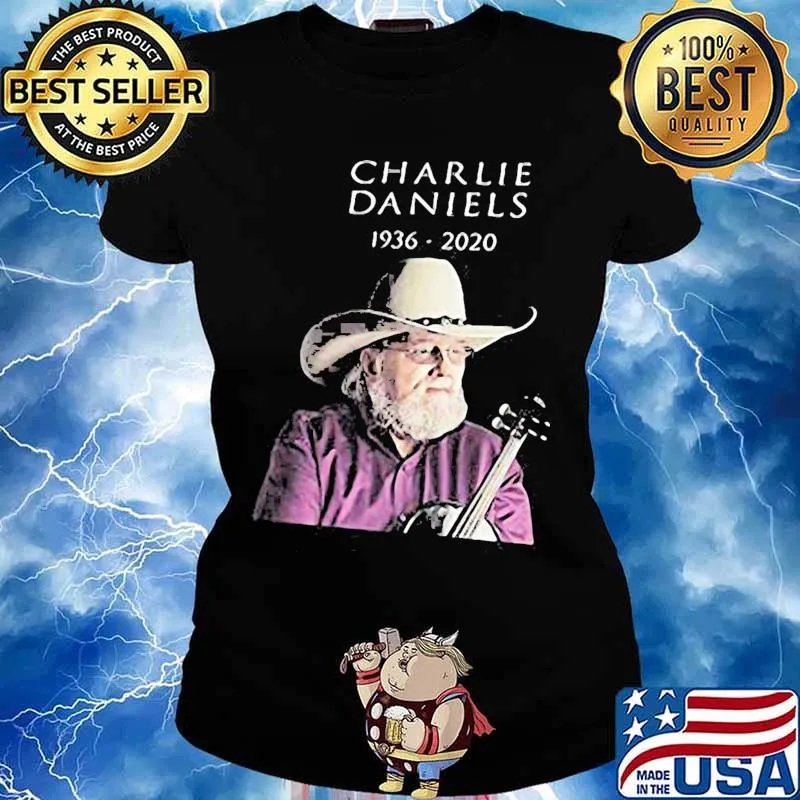 Charlie daniels playing guitar 1936 2020 s Ladies tee
