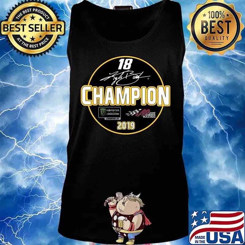 Checkered flag kyle busch 18 champion joe gibbs racing 2019 signature s Tank top