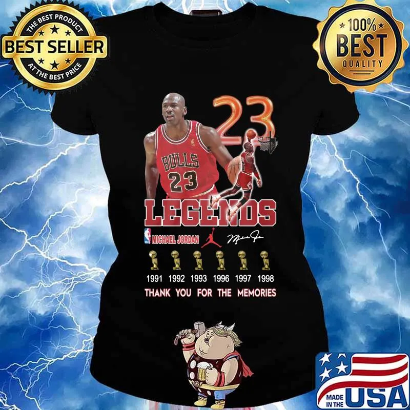 Chicago bulls legends 23 michael jordan champions thank you for the memories signature s Ladies tee