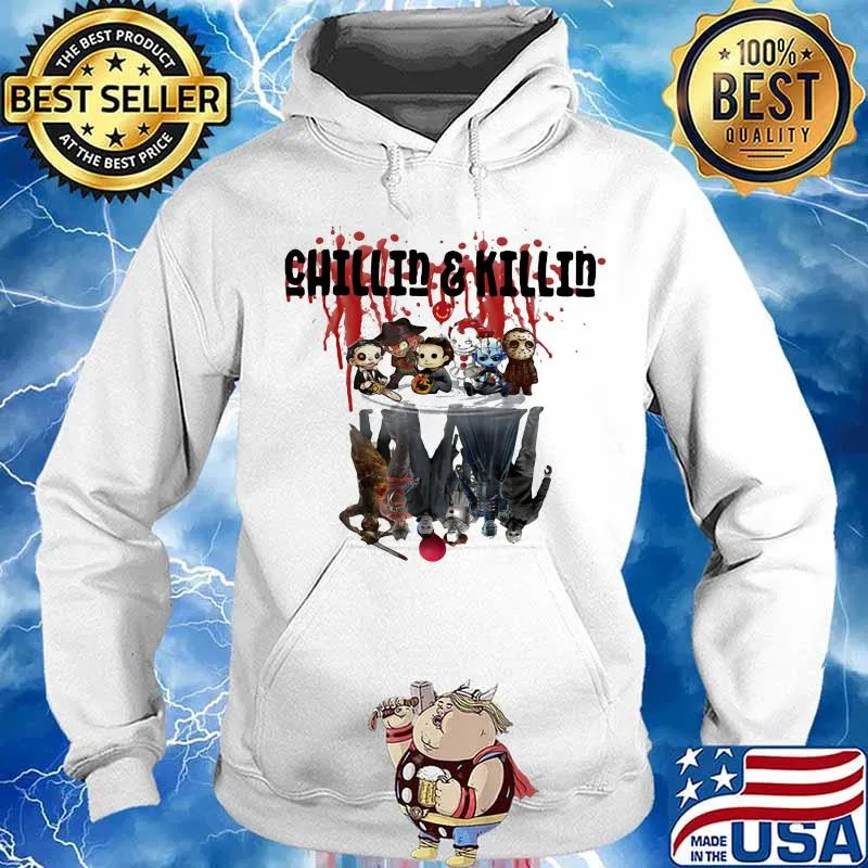 Chillin and Killin Horror characters movies water mirror reflection halloween s Hoodie