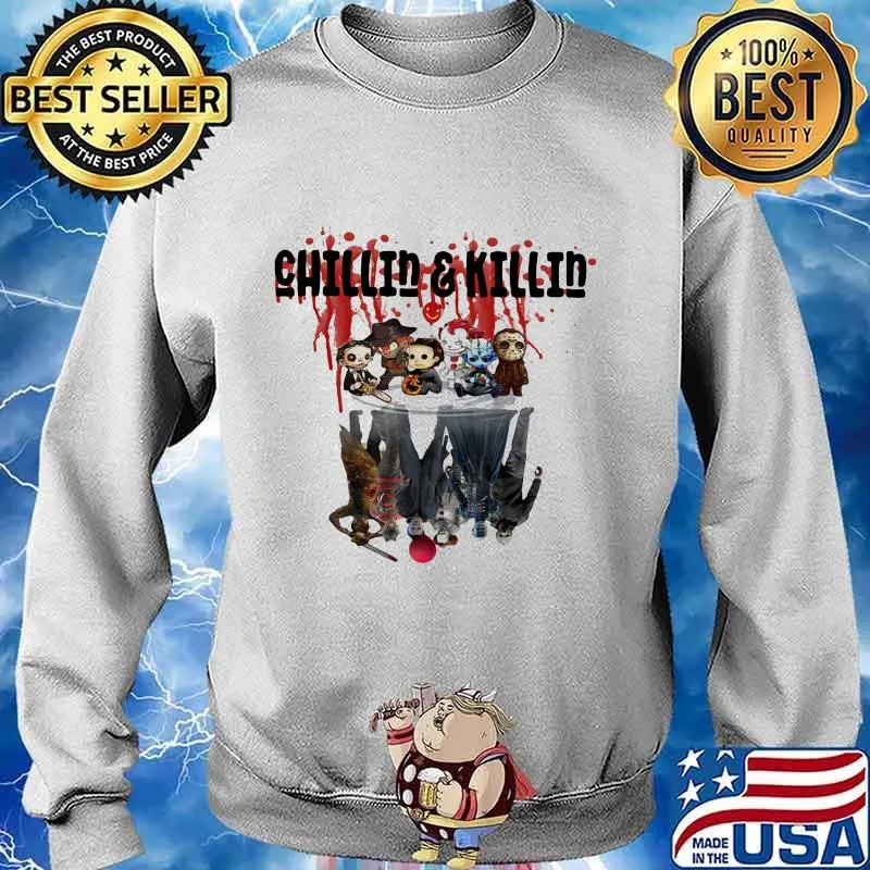 Chillin and Killin Horror characters movies water mirror reflection halloween s Sweater