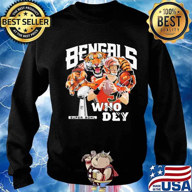 Cincinnati bengals 9 joe burrow who dey champion super bowl signature s Sweater
