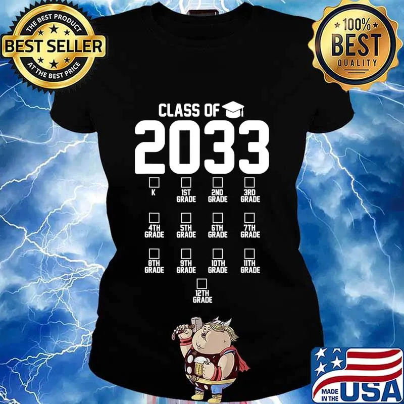 Class of 2033 Grow With Me, With Space For Checkmarks T-Shirt Ladies tee