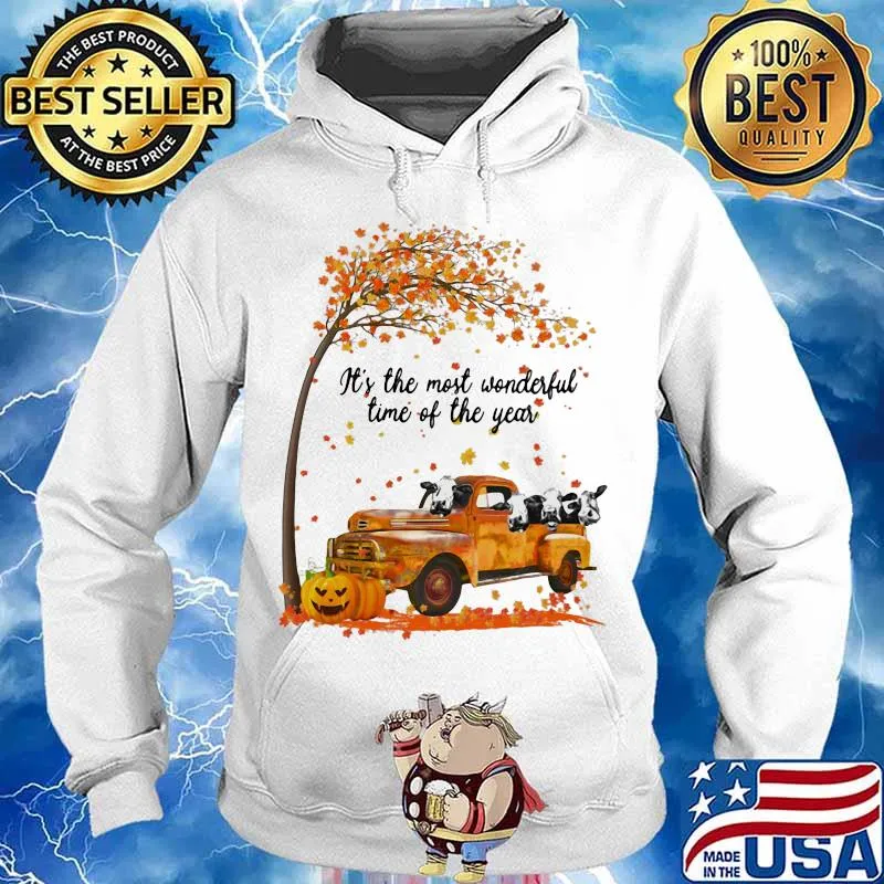 Cows riding car it's the most wonderfal time of the year leaves tree pumpkins s Hoodie