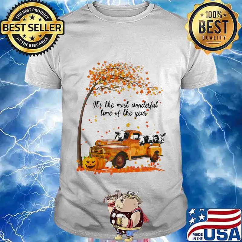 Cows riding car it's the most wonderfal time of the year leaves tree pumpkins shirt