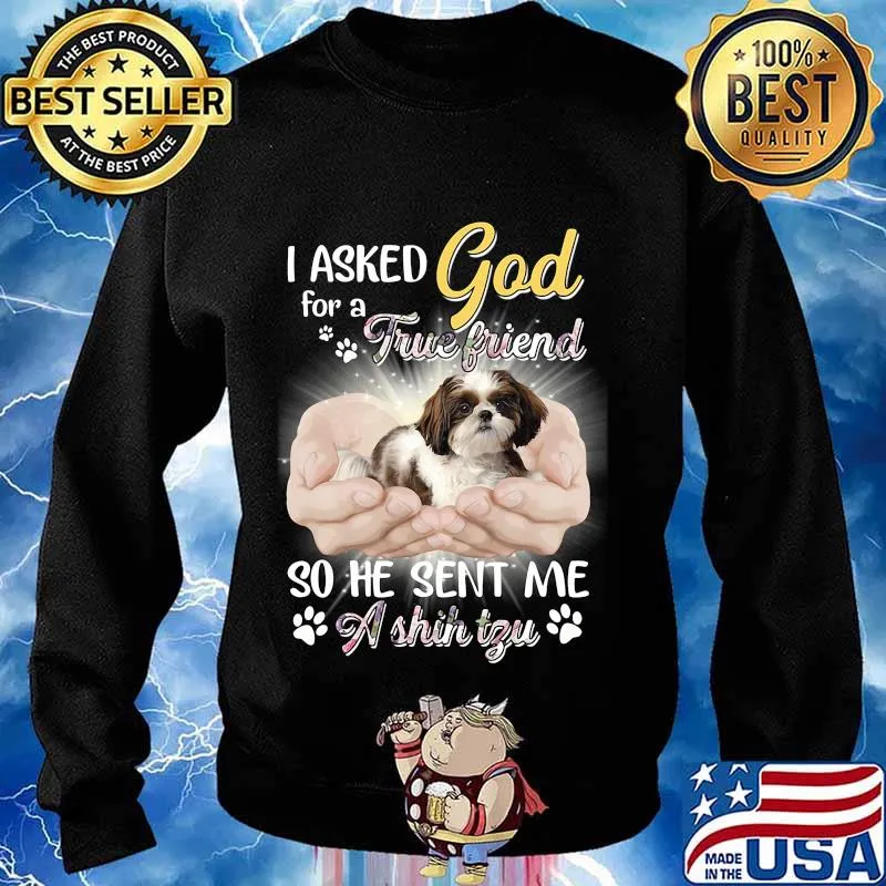 CUTE I ASKED GOD FOR A TRUE FRIEND SO HE SENT ME A SHIH TZU SHIRT Sweater