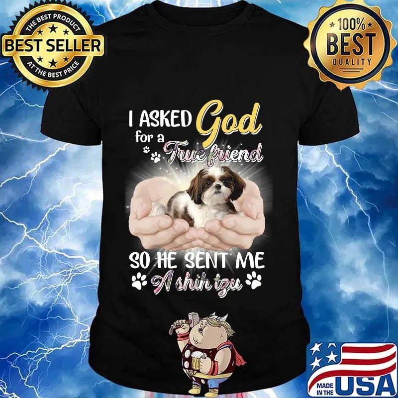 CUTE I ASKED GOD FOR A TRUE FRIEND SO HE SENT ME A SHIH TZU SHIRT