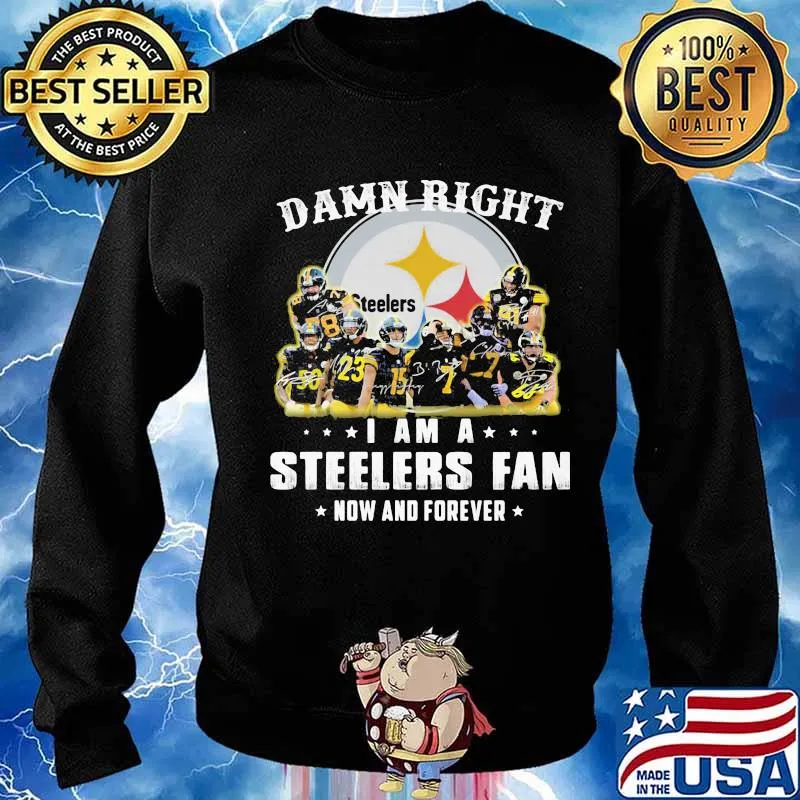 Damn right i am a pittsburgh steelers fan now and forever stars signatures s Sweater