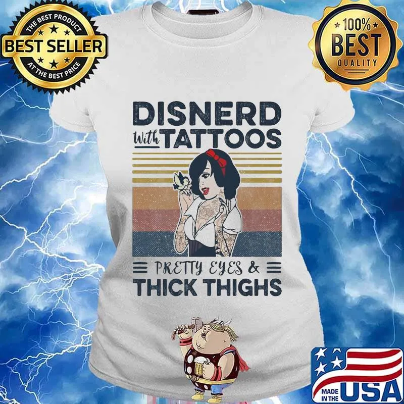 Disnerd with tattoos pretty eyes and thick thighs modern white snow vintage retro s Ladies tee
