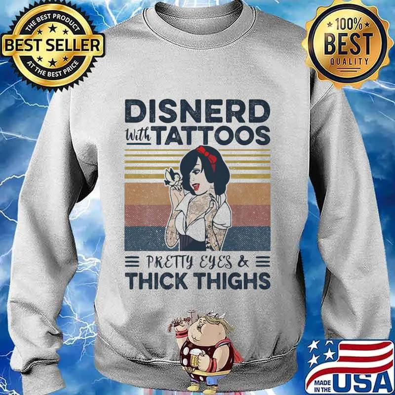 Disnerd with tattoos pretty eyes and thick thighs modern white snow vintage retro s Sweater
