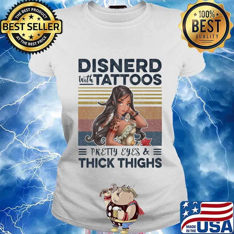 Disnerd with tattoos pretty eyes and thick thighs vintage retro s Ladies tee