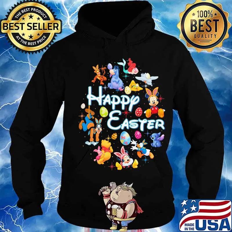Disney cartoon characters happy easter flowers s Hoodie