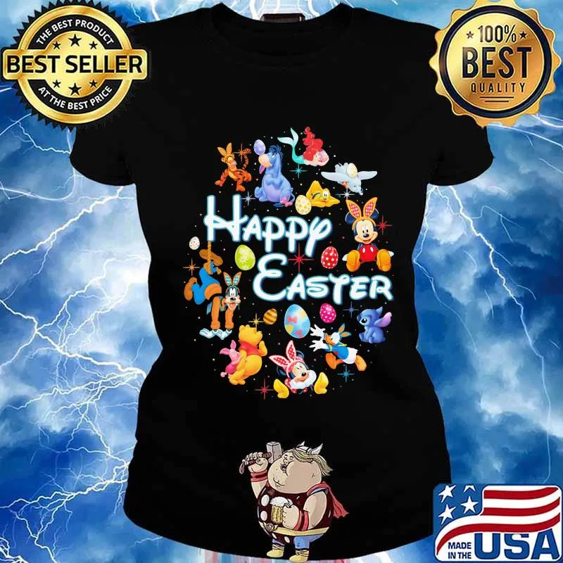 Disney cartoon characters happy easter flowers s Ladies tee