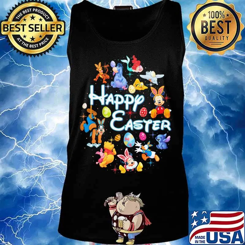 Disney cartoon characters happy easter flowers s Tank top