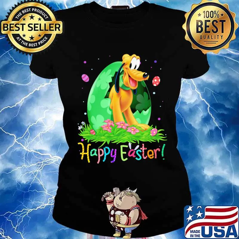 Disney pluto happy easter flower s Ladies tee