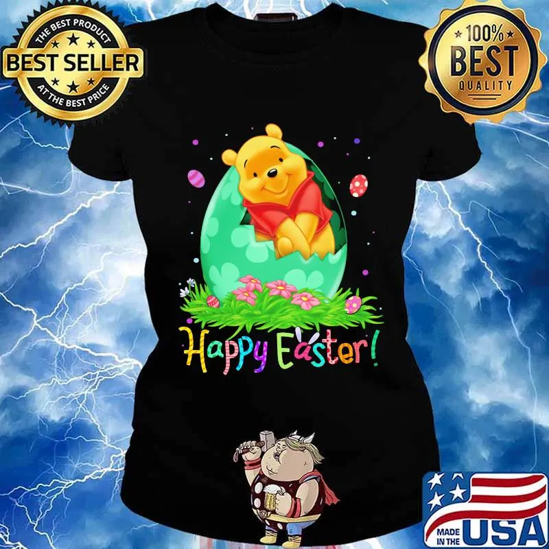 Disney pooh happy easter flowers s Ladies tee