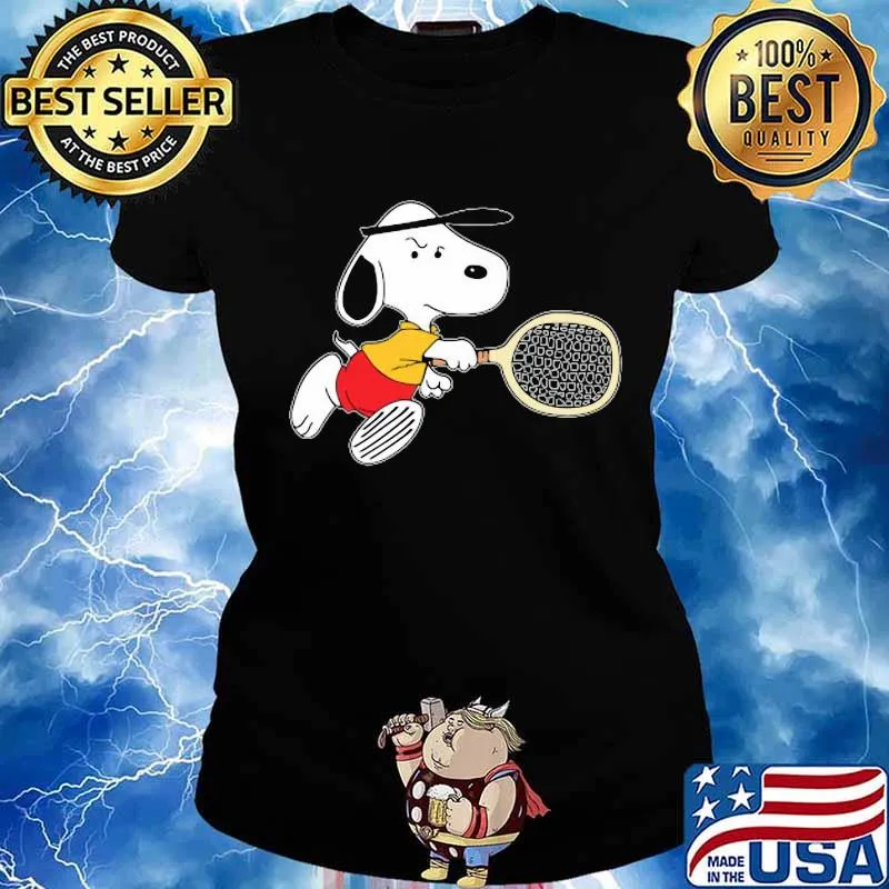 Disney snoopy playing badminton s Ladies tee