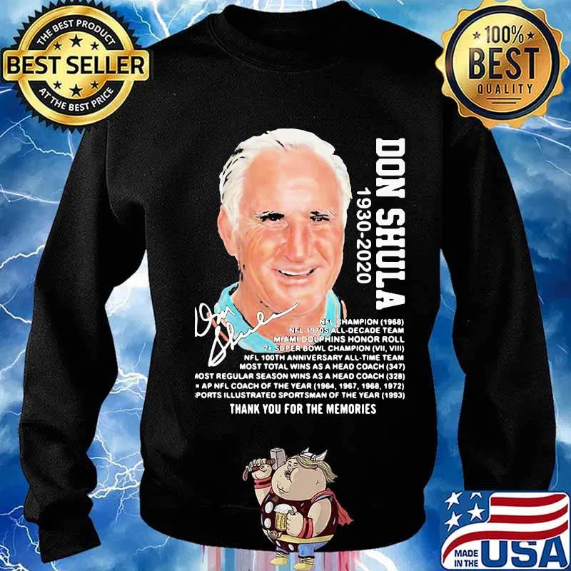 Don shula 1930 2020 thank you for the memories signature s Sweater