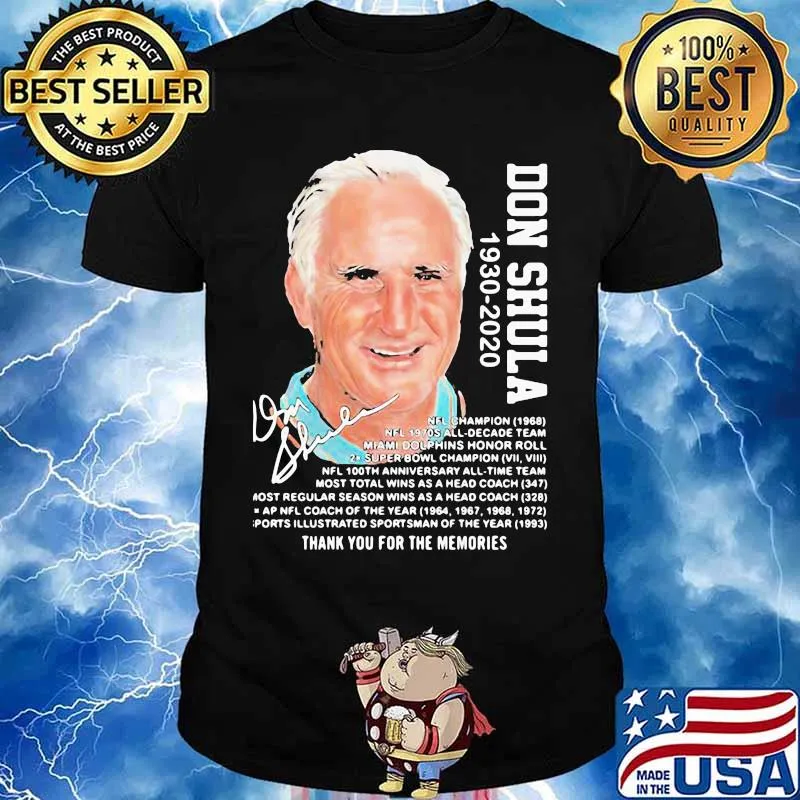 Don shula 1930 2020 thank you for the memories signature shirt