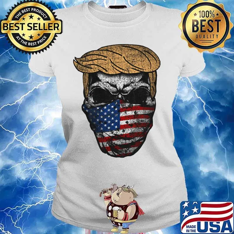 Donald trump skull mask american flag independence day s Ladies tee