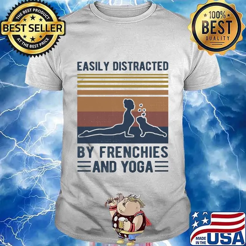 Easily distracted by frenchies and yoga vintage retro shirt